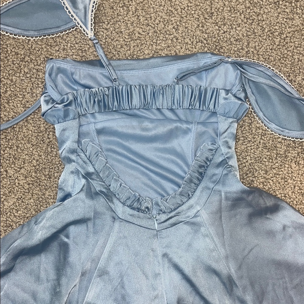 Lucy in the Sky Satin Cap Sleeve Dress in Blue - Picture 3 of 3